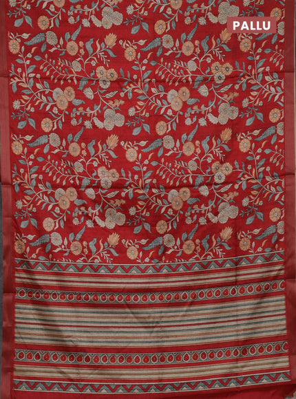 Red Semi Tussar Saree