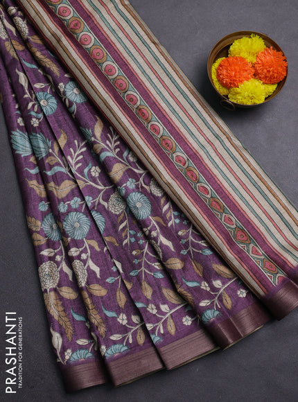 Purple Semi Tussar Saree