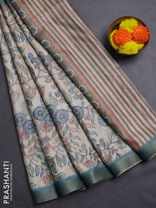 Beige Semi Tussar Saree