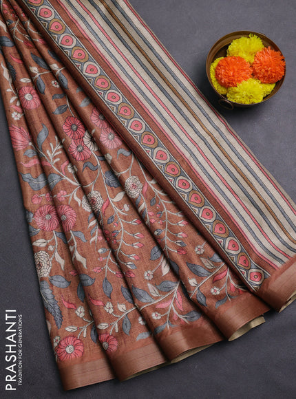 Sandal Semi Tussar Saree