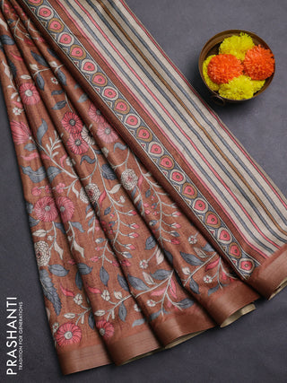 Sandal Semi Tussar Saree