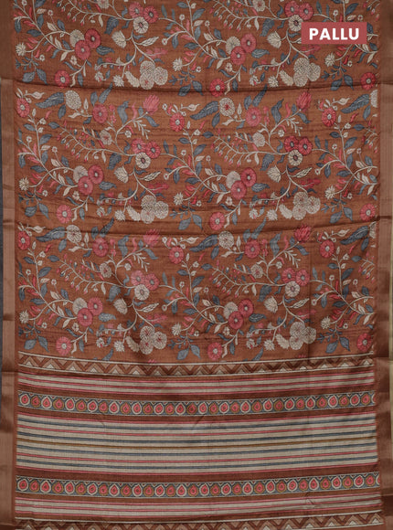 Sandal Semi Tussar Saree