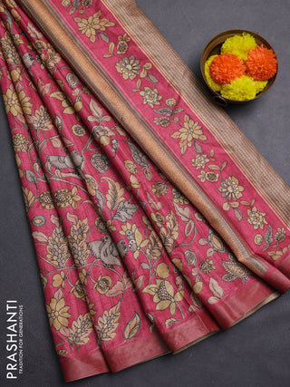 Peach Pink Semi Tussar Saree