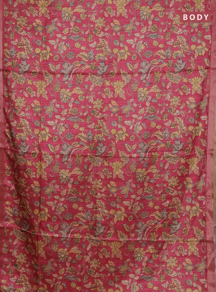 Peach Pink Semi Tussar Saree