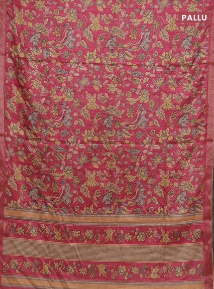 Peach Pink Semi Tussar Saree