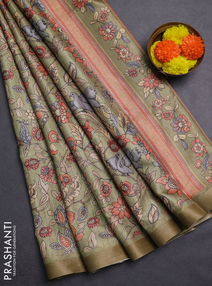 Elaichi Green Semi Tussar Saree