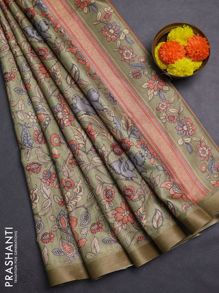 Elaichi Green Semi Tussar Saree