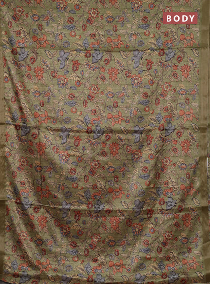 Elaichi Green Semi Tussar Saree