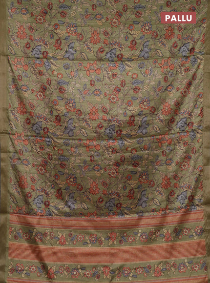 Elaichi Green Semi Tussar Saree