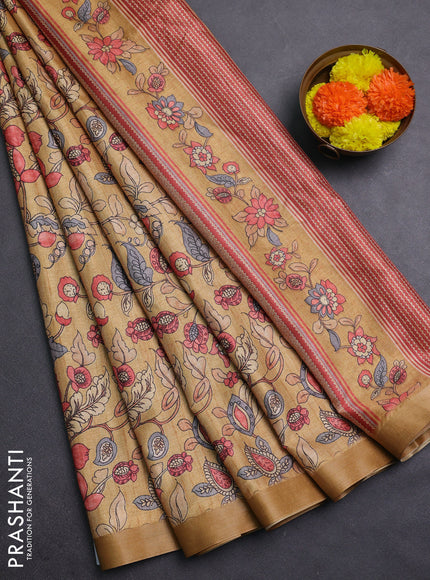 Yellow Semi Tussar Saree