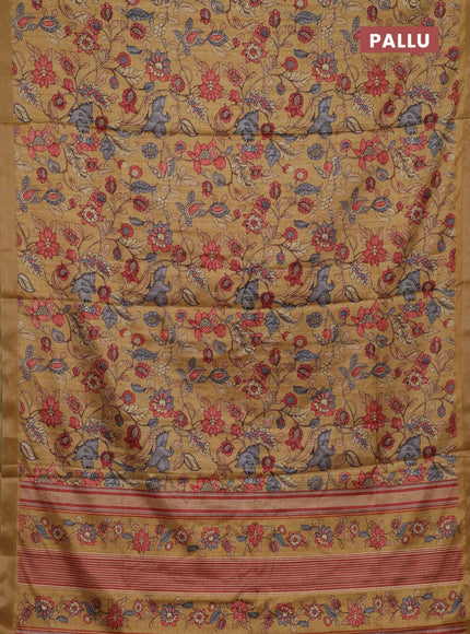 Yellow Semi Tussar Saree