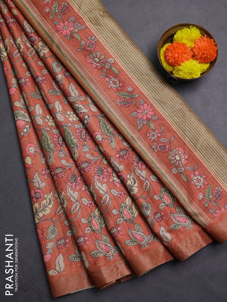 Rust Semi Tussar Saree
