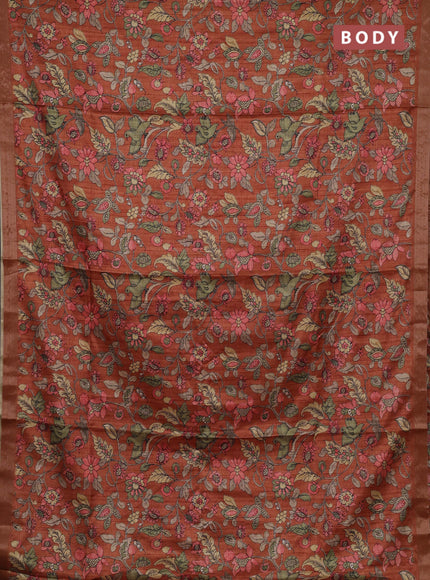 Rust Semi Tussar Saree