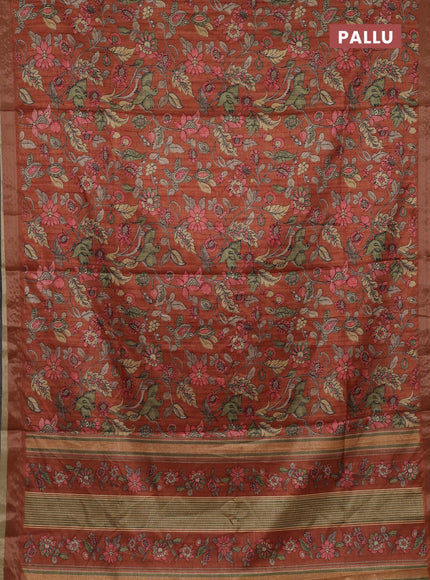 Rust Semi Tussar Saree
