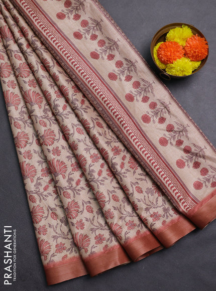Beige & Rust Semi Tussar Saree