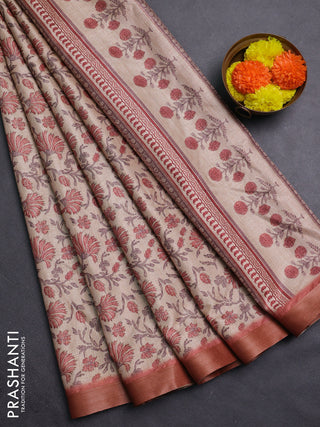 Beige & Rust Semi Tussar Saree