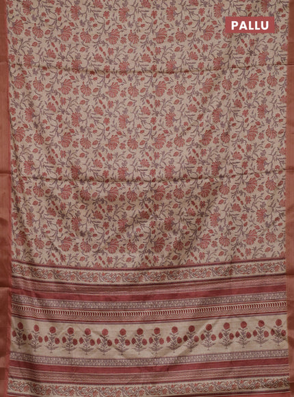 Beige & Rust Semi Tussar Saree