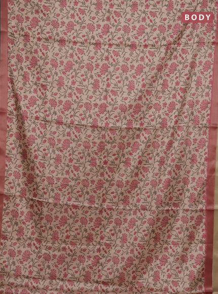 Beige & Pink Semi Tussar Saree