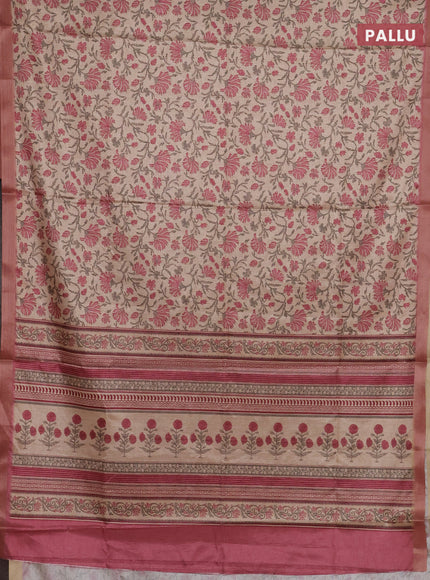 Beige & Pink Semi Tussar Saree