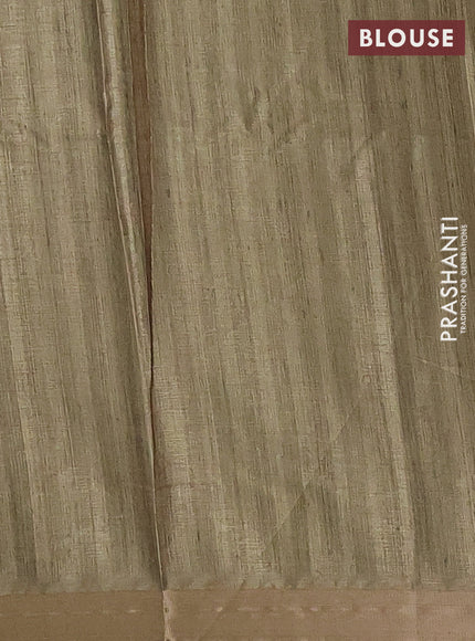 Beige & Green Semi Tussar Saree