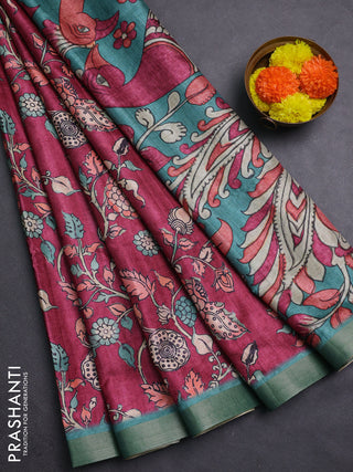 Onion Pink & Teal Green Semi Tussar Saree