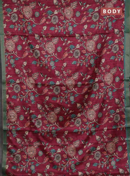 Onion Pink & Teal Green Semi Tussar Saree