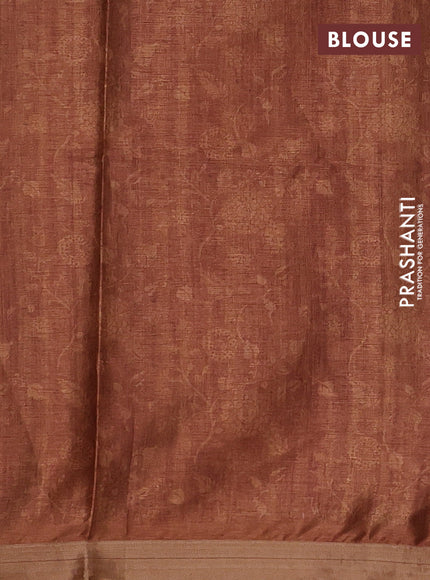 Peacock Blue & Sandal Semi Tussar Saree