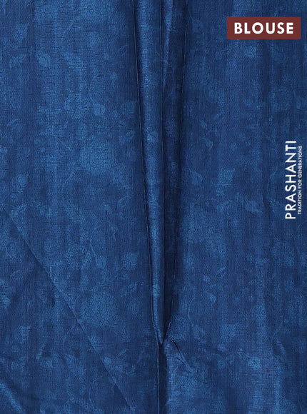 Red & Teal Blue Semi Tussar Saree