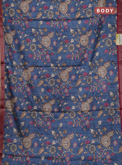 Grey & Pink Semi Tussar Saree
