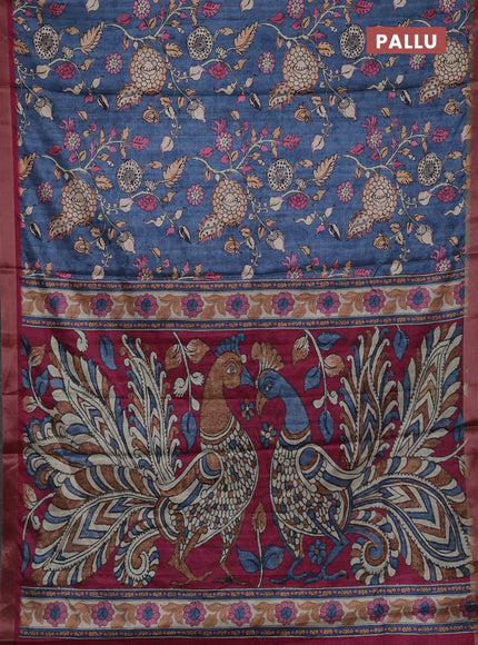Grey & Pink Semi Tussar Saree
