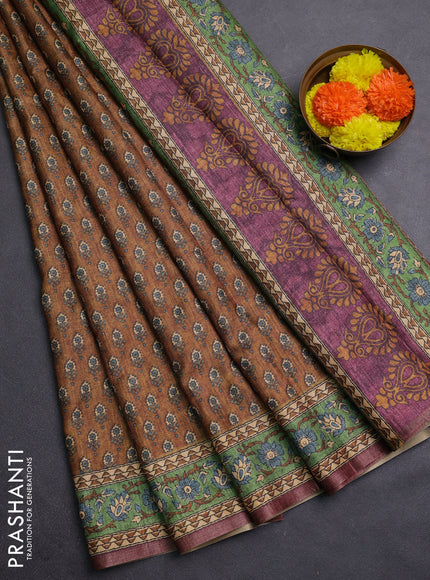 Sandal Semi Tussar Saree