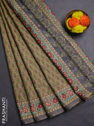 Elaichi Green Semi Tussar Saree