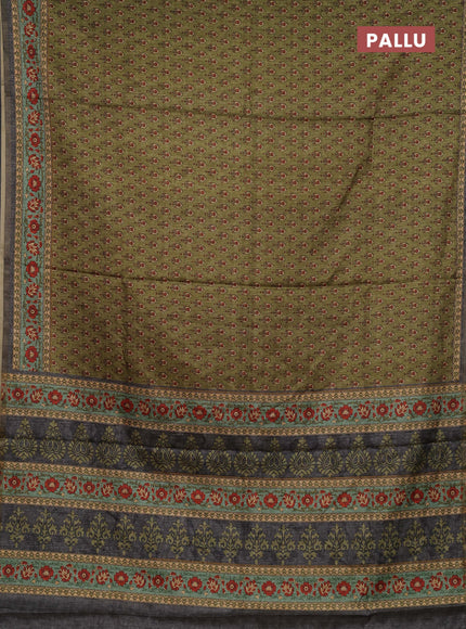 Elaichi Green Semi Tussar Saree