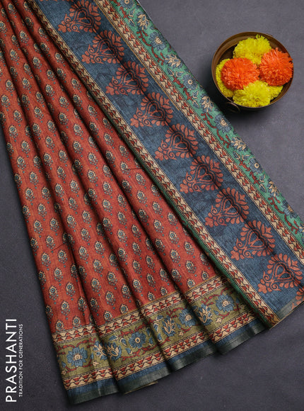 Rust Semi Tussar Saree