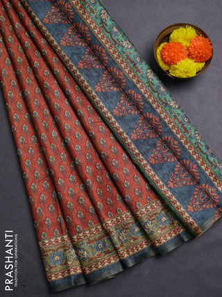 Rust Semi Tussar Saree