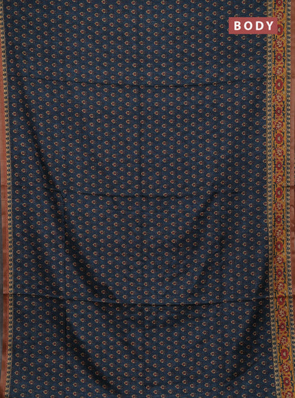 Peacock Blue Semi Tussar Saree