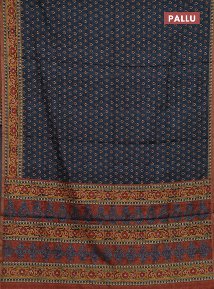 Peacock Blue Semi Tussar Saree