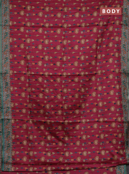 Pink & Pastel Blue Semi Tussar Saree