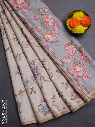 Beige Semi Tussar Saree