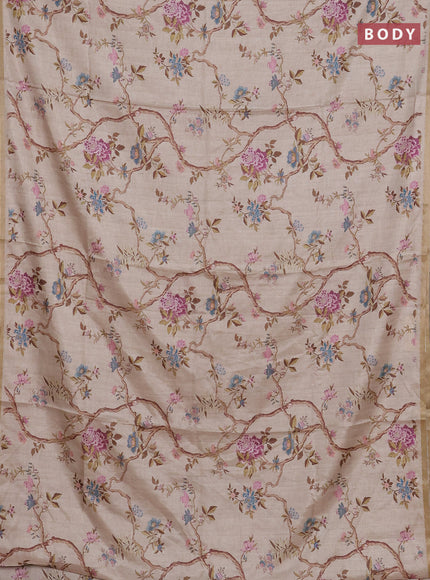 Beige Semi Tussar Saree