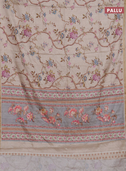 Beige Semi Tussar Saree