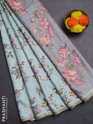 Aque Blue Semi Tussar Saree