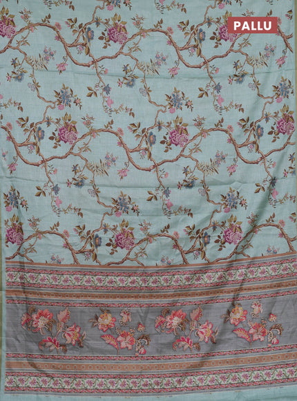 Aque Blue Semi Tussar Saree