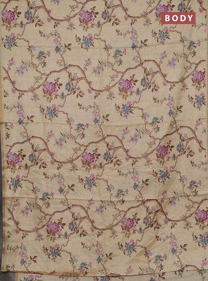 Pale Yellow Semi Tussar Saree