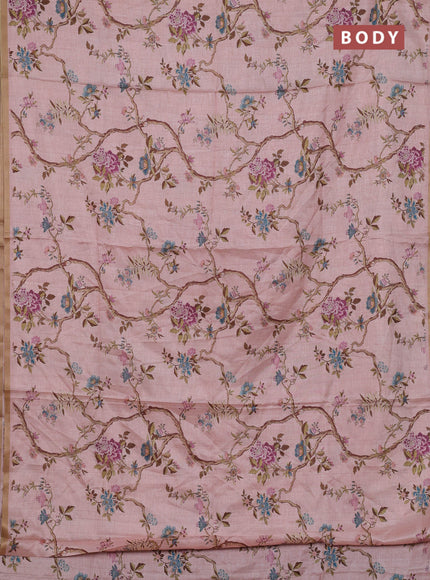 Peach Pink Semi Tussar Saree