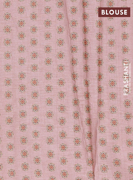 Peach Pink Semi Tussar Saree