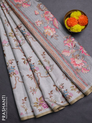 Pastel Grey Semi Tussar Saree