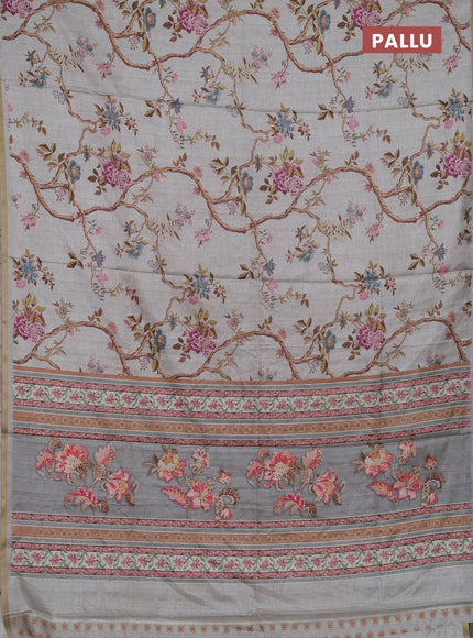 Pastel Grey Semi Tussar Saree