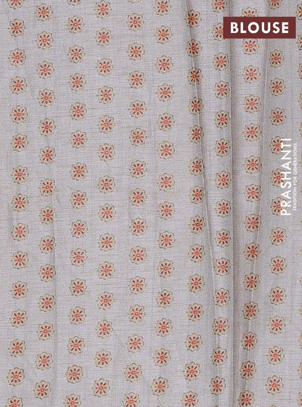 Pastel Grey Semi Tussar Saree