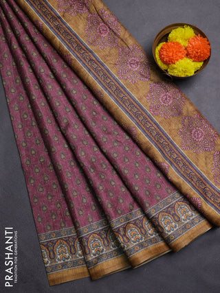 Mauve Pink Semi Tussar Saree
